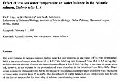 Effect of low sea water temperature on water balance in the Atlantic salmon